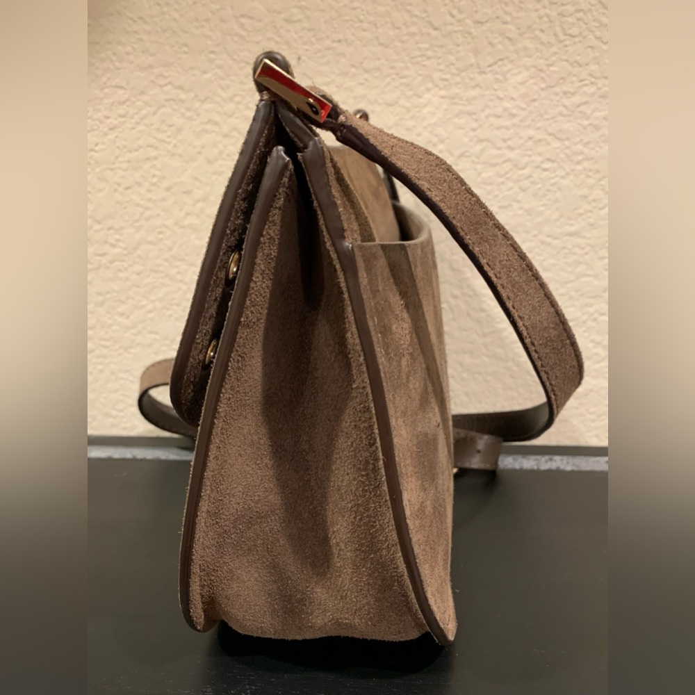 Kate Spade Boulder Lane Suede Maggy Saddle Eyelet Brown Crossbody Bag NWOT - Picture 8 of 11